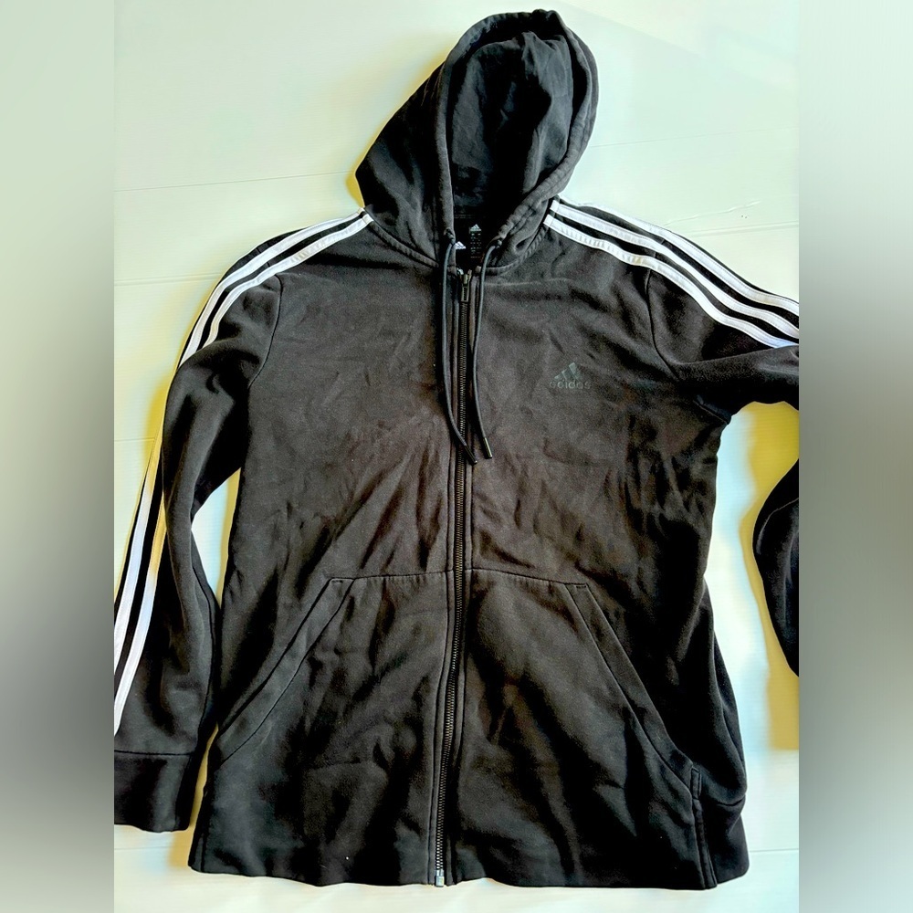 Adidas Black Hoodie Jacket Large